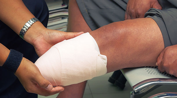 Patient being treated by an amputation specialist.